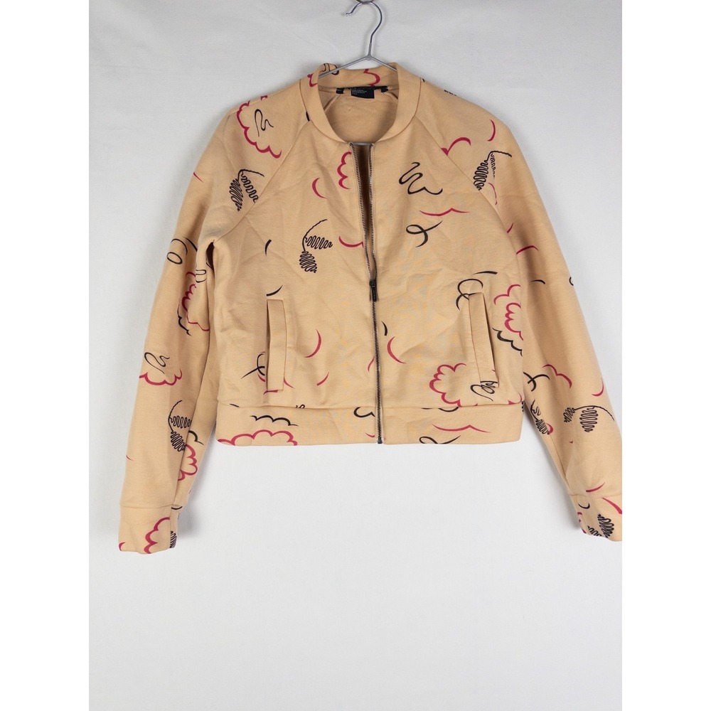 Armani Exchange Jacket Womens PS Tan Allover Print Full Zip Light Pockets‎